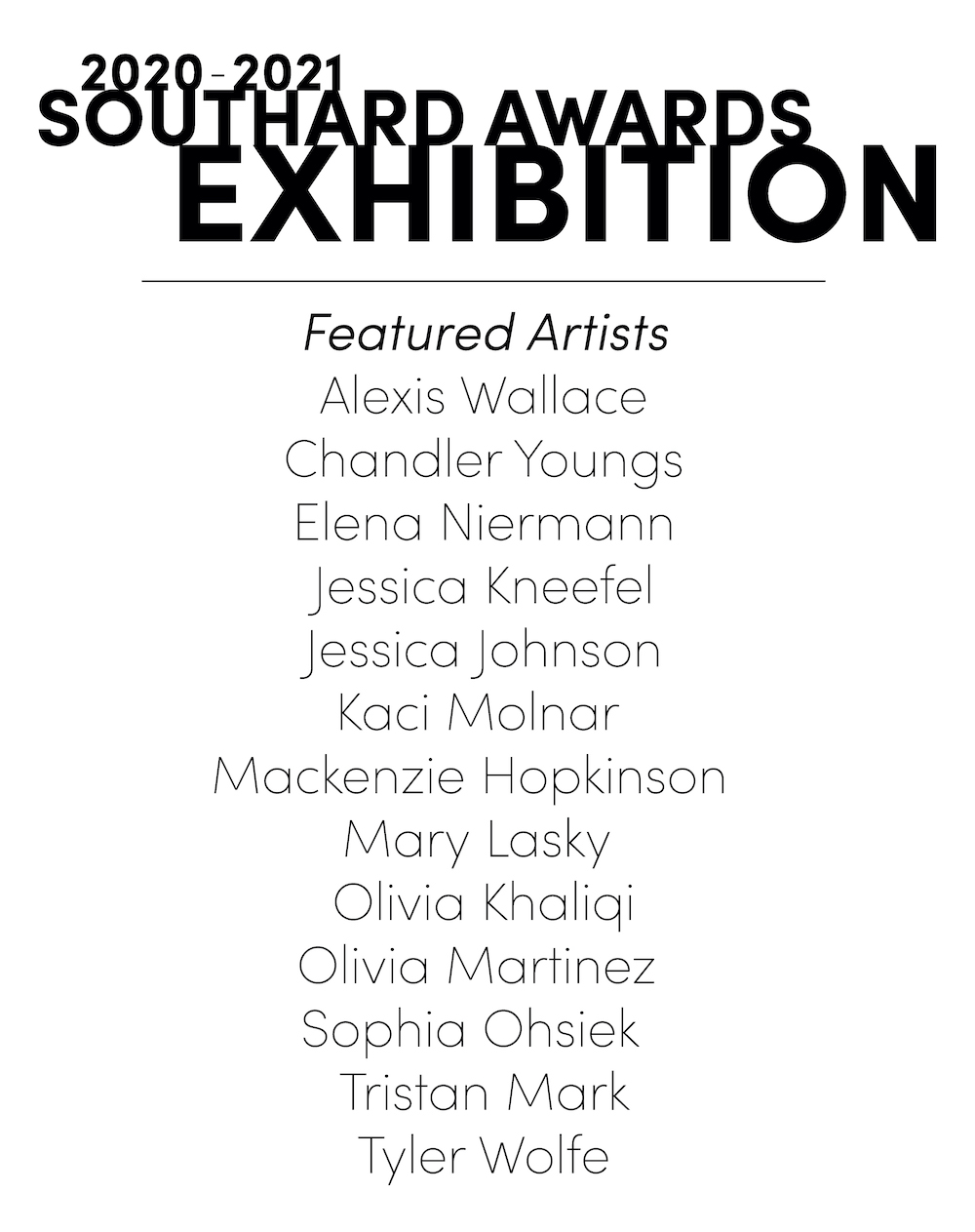 Southard Awards Exhibition Artists