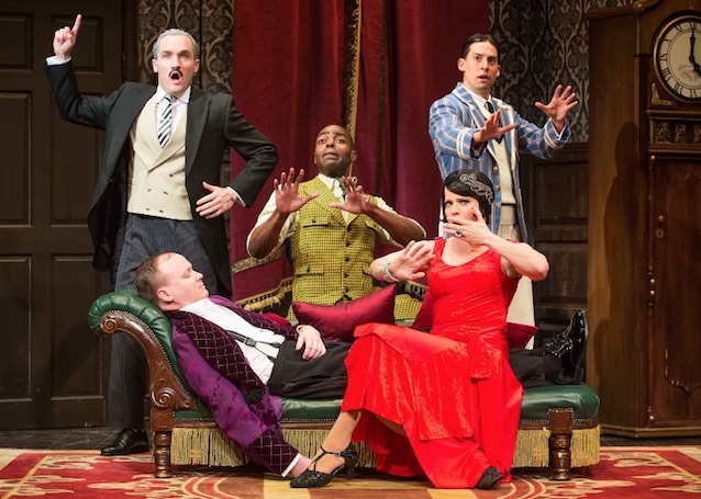 The Broadway company of Mischief Theatre’s ‘The Play That Goes Wrong’