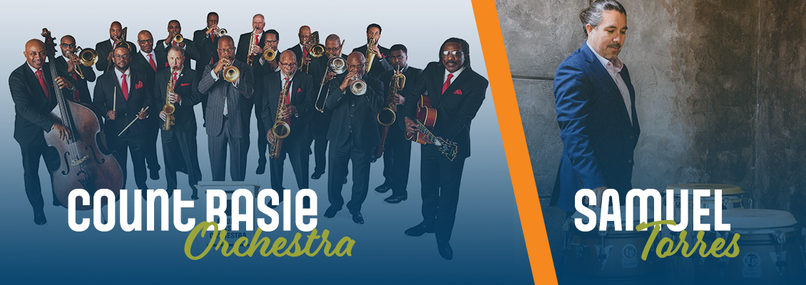 Photo of Count Basie Orchestra alongside Samuel Torres, 2025 UNC•Greeley Jazz Fest artists