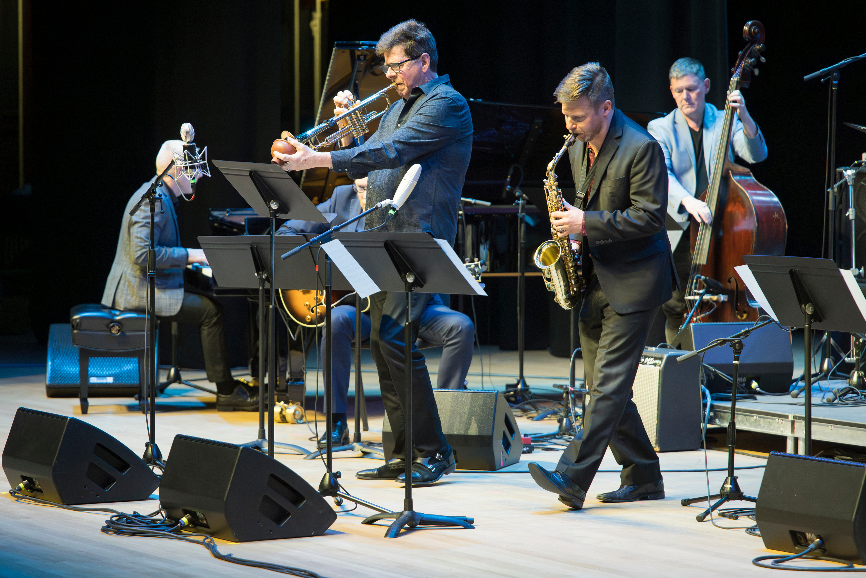 Jazz Festival All-Stars playing on stage with soloist Shawn Williams