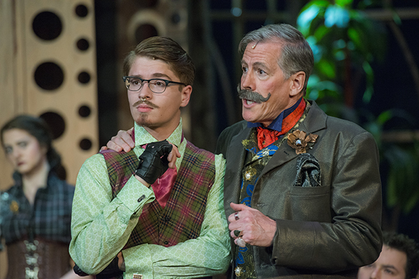 Two steampunk-style characters in the play Major Barbara